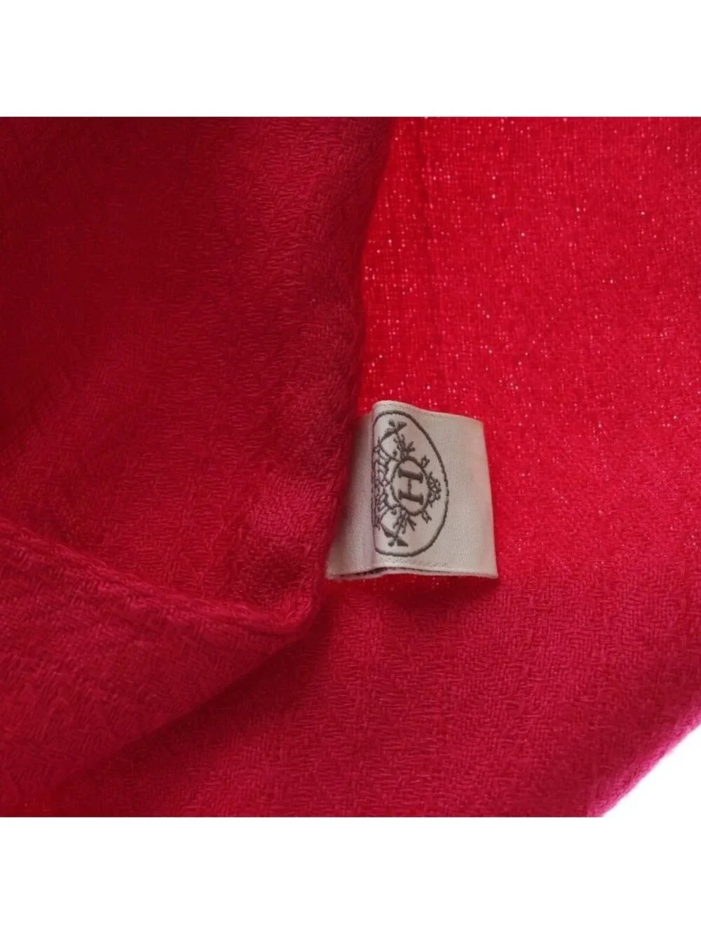 Hermes Cashmere Logo Large Shawl Scarf Fringe Pink